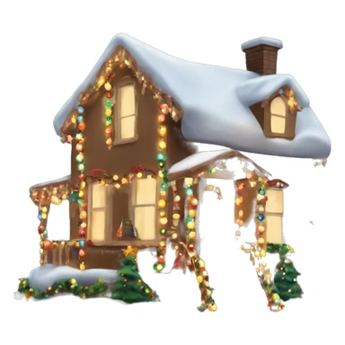 christmas house with lights on and garland sticker