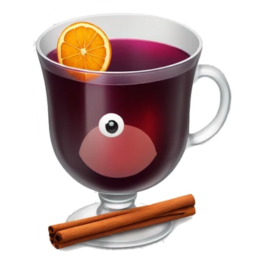 Mulled wine with orange slice and cinnamon stick in a transparent cup illustration on white background sticker