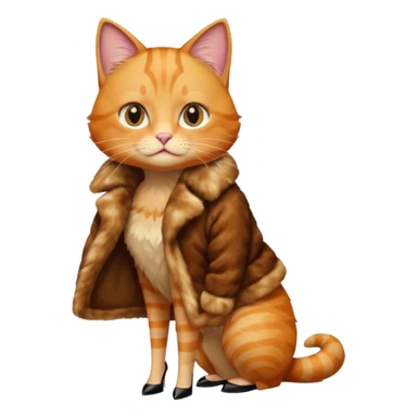 a ginger cat in fur coat and high heels sticker