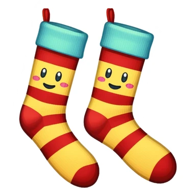 A pixel art emoji of a pair of socks in a retro 16x16 or 32x32 pixel style, using a limited color palette sticker