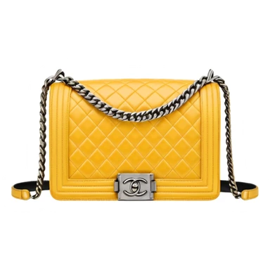 chanel le boy butter yellow bag with gold hardware sticker