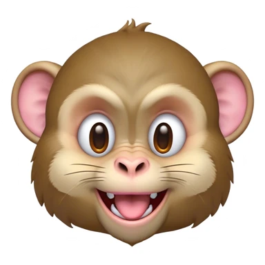 Cinematic Adorably Mischievous Macaque Portrait Emoji, Head tilted in a playful wink with an exaggerated, cheeky grin and a slightly raised eyebrow, featuring a compact, nimble build with fluffy fur and round, twinkling eyes brimming with mischief, Simplified yet irresistibly endearing features, highly detailed, glowing with a bright, joyful radiance, high shine, lively and quirky, stylized with an air of whimsical primate fun, soft glowing outline, capturing the essence of a mischievous macaque that seems ready to pull a playful face and scamper into your heart! sticker