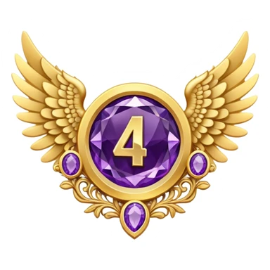 4th place award Number in frame decorated with golden angel  wings and amethyst  stone sticker