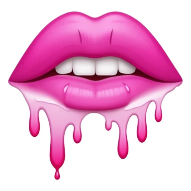 White paint dripping from hot pink ombre glossy lips sticker