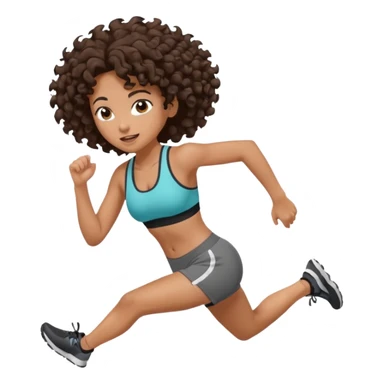 Treino de corrida feminino morena cacheada cabelos cumpridos caindo nas costas sticker