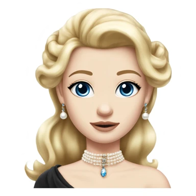 Make a blonde princess with half up half down hair. She must have pale skin and blue eyes. Pearl earrings. And a Chanel choker necklace. She has to be beautiful sticker