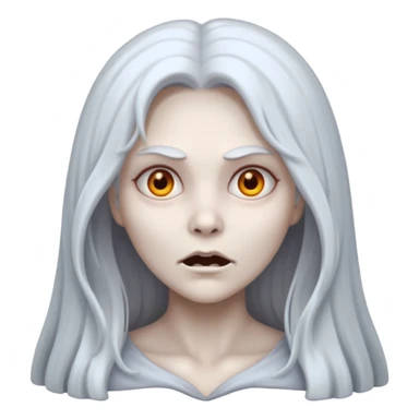 creepy ghost woman with gray skin and scary face sticker