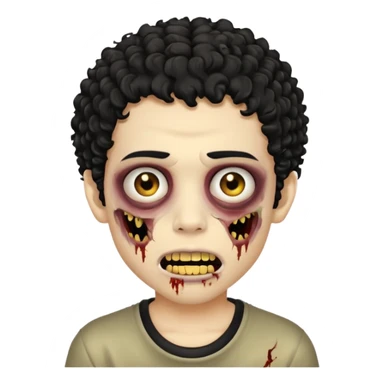 menino com cabelo cacheado preto e olhos marrons, com a boca lembrando a de um zumbi e com grills dourados sticker