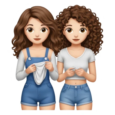 moon laundry — long wavy brown hair tattooed woman and short tight curly brown hair woman — cloth line sticker
