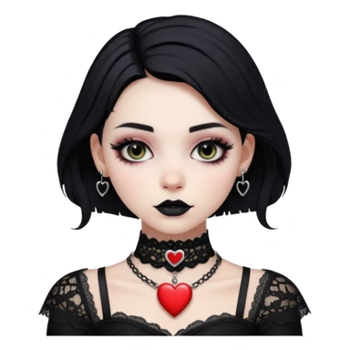 goth themed heart with a black lace choker sticker