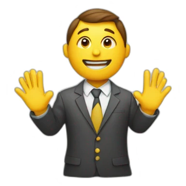 HR-manager shows the cross with his hands sticker