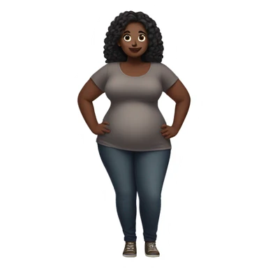 Curvy dark skinned woman with a big belly sticker