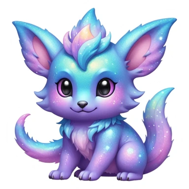 Pastel cute nebula furry realistic glittery Randomly-faerie-drake-colored sparkly exotic Fakémon-creature sticker