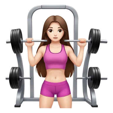 white cute girl with long brunete hair doing a square with weight in the gym sticker