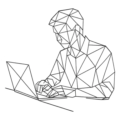 polygonal style line art of a person working, geometric lines sticker