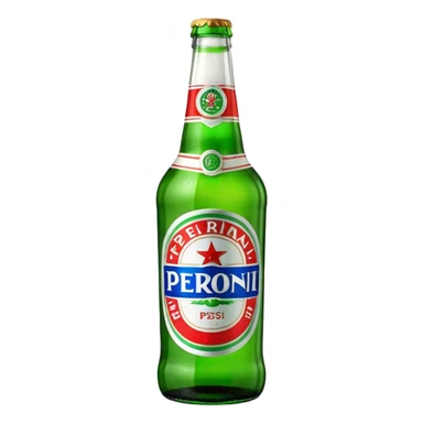 Glass bottle Peroni with red marketing tape sticker