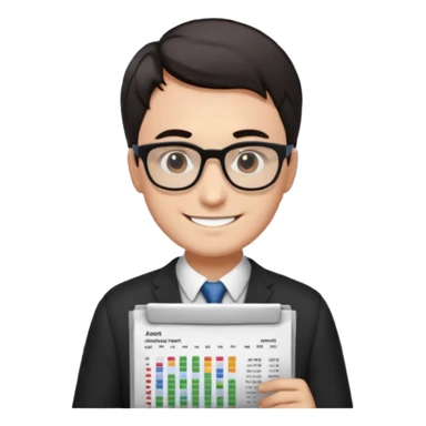 smile male dark short hair auditor with spreadsheet emoji sticker