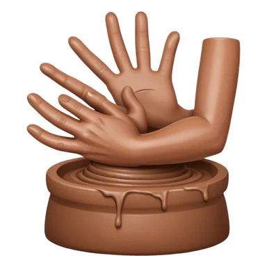 hand doing palm hug on mound of clay on silver pottery wheel sticker