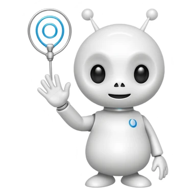 Snoo the Reddit mascot, waving, white alien with signature antenna, cheerful expression sticker