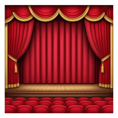 An emoji of a empty theatre stage with red curtains simple sticker