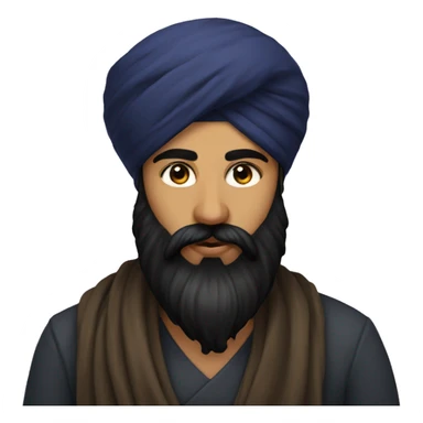 sikh with round and black turban, long curly black beard sticker