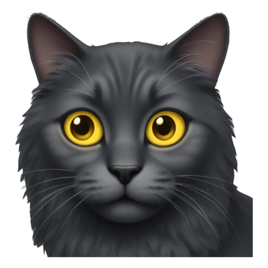 Big Fluffy dark grey cat with yellow eyes sticker
