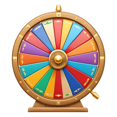 colorful fortune wheel with multiple sections and a spinner arrow sticker