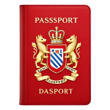 Danish passport, red cover with coat of arms sticker