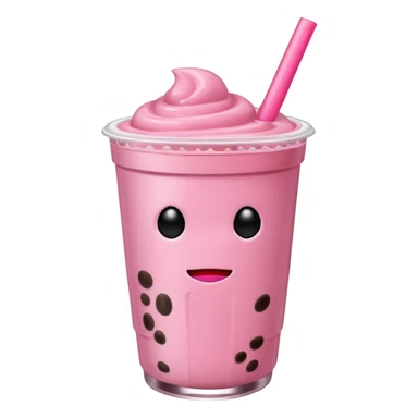 Pink boba drink without a face sticker