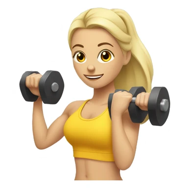 blonde gym girl with dumbells sticker