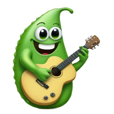 Happy green slug playing guitar sticker
