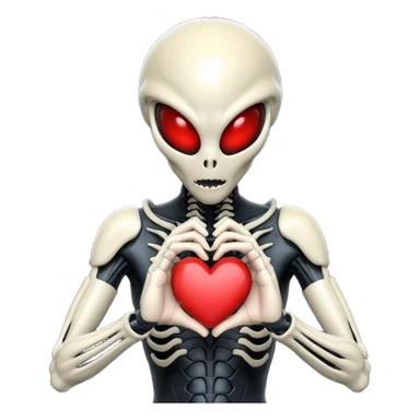 black xenomorph from the movie Alien making heart sign sticker