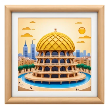 Cinematic Realistic Metropol Parasol Landmark Emoji, depicted with a modern wooden structure set against a vibrant cityscape rendered with detailed textures and dynamic, contemporary lighting. sticker