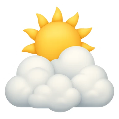 Remove the face from the sun but keep fluffy clouds with a bright sun. The style is emoji style with no background. sticker