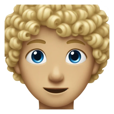 9 year old boy with blonde curly haired mullet and blue eyes sticker