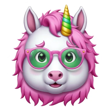 unicorn with green glasses and pink hair sticker