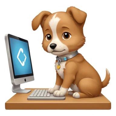 Puppy day dreaming at computer about his girlfriend  sticker