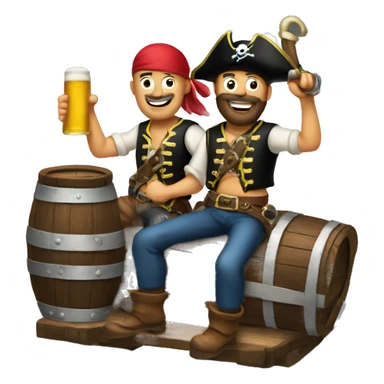 two pirates on a tandem with a six pack beer sticker