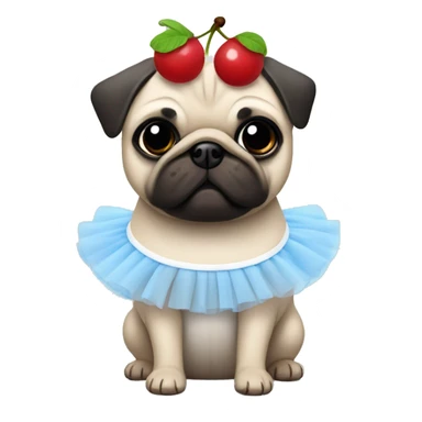 Fun pug wearing tutu and cherries sticker
