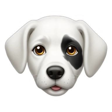 white dog with black spot on half of the face sticker