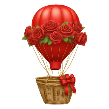 red hot air balloon and beige basket with roses sticker