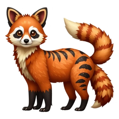 Black-eared Realistic patterned speckled flurry scaly 4-legged quadrupedal Red-Panda-Caracal-Lemur-Maned-Wolf-animal-fusion-hybrid, Full body sticker