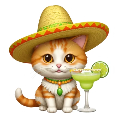 cat  having margarita sticker