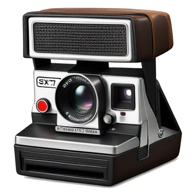 Old school leather and silver Polaroid sx-70 camera sticker