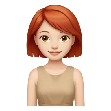 girl-,-short-layer-red-hair wear beige dress sticker