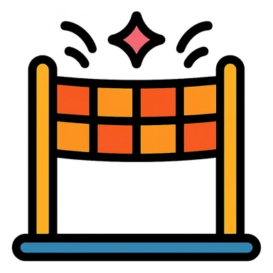 colored icon of a finish line, celebratory, clear and simple sticker