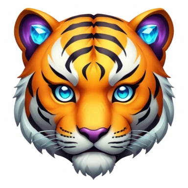 tiger face in Path of Exile 2 style with dark fantasy elements and gem powers for Twitch emote sticker