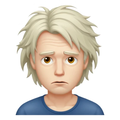 Weak man with disheveled hair sticker