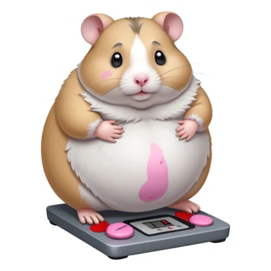 fat hamster pregnant belly stepping on a broken scale looking guilty sticker