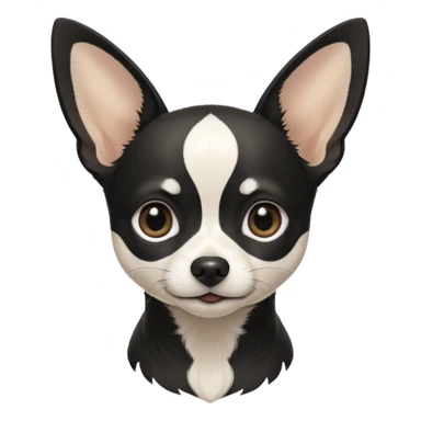A black and white chihuahua emoji please with a thin white line on the center of head nose pointy sticker